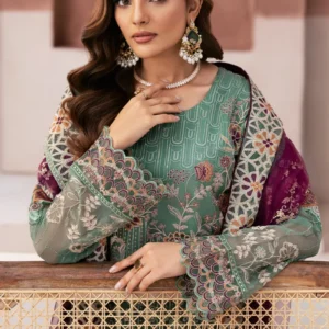 Ramsha 3-Piece Ready to Wear Arzoo Luxury Chiffon Collection – U-103 Green