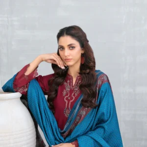 3-PIECE TAWAKKAL FABRICS STITCHED MUHSINA EMBROIDERED STAPLE – DIGIAL PRINTED DUPATTA – D-5490
