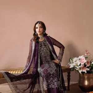 Ramsha 3-Piece Ready to Wear Dastak Luxury Chiffon Collection Vol-2 – Q-208 Purple