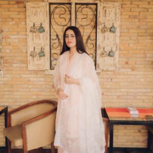 Blush Pink Embroidered Lawn Suit with Dupatta
